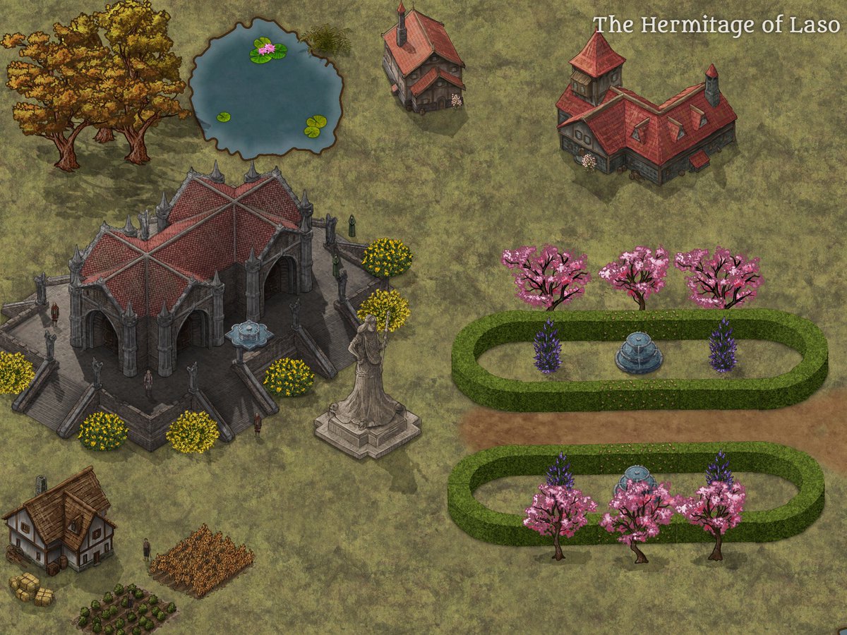 TheBeardedNerd2's tweet photo. @inkarnaterpg makes it too easy to make awesome maps for encounters, scenes, or to tell a story. Here is the Hermitage of Lasos that I created just now. It’s a healing sanctuary for all who need it. 

#dnd #dnd5e #dungeonsanddragons #thebeardednerd https://t.co/WyOk6nMVTh