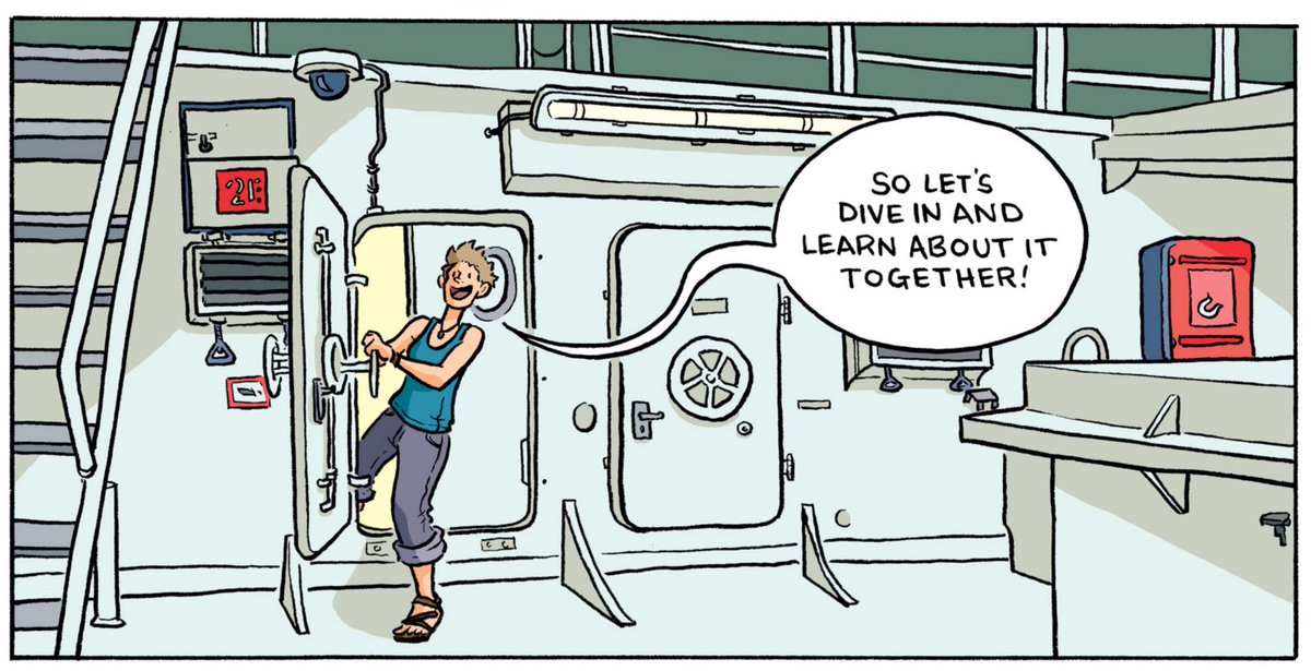 (If you'd like to tune in and ask questions about portholes—or perhaps even the very cool ocean floor mapping I got to document in comics form—please do join us at  http://facebook.com/schmidtocean . Stream goes live at 10am Pacific!)  #SchoolsOutScience  #SciArtFriday