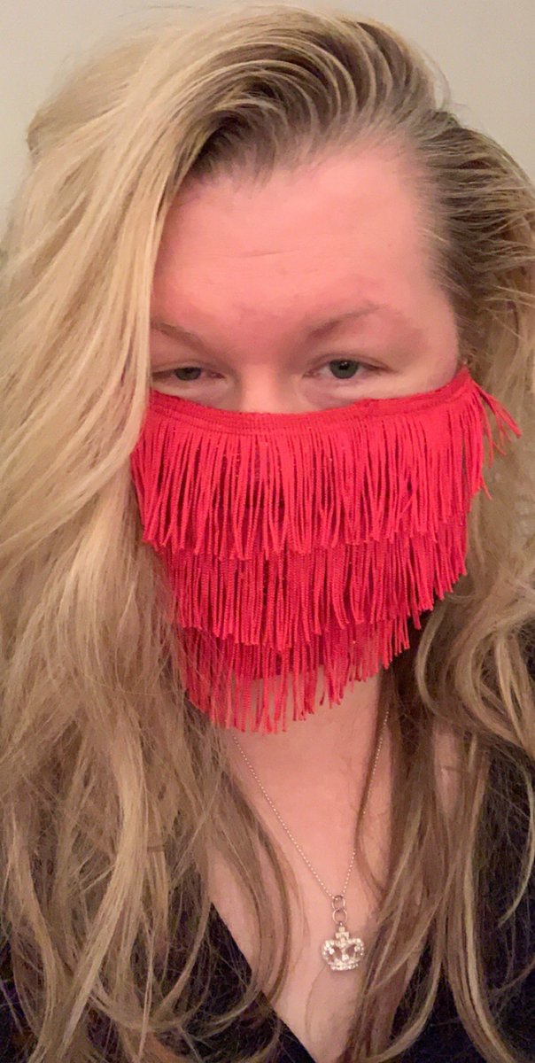 No protection whatsoever, but I'm not leaving my house anytime soon, so...

Fun Flapper Girl mask I just made! 😂 Got up out of my sick bed to make it.  I hope fringe and sequins chase this cough away!  😳😂🙄🤪🤩👏🏻👏🏻👏🏻👏🏻👏🏻  Slept all day but still SEXY!  😂 😳 😂