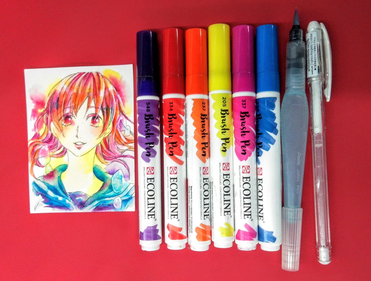 O Xrhsths セントラル画材 公式 Sto Twitter お絵描きはかどりシリーズ ターレンスエコラインブラッシュペン 染料インキならではのあざやか発色と 水でにじませた時の効果が楽しいペンです 広範囲に色をのばしたい時はあらかじめ紙を水で湿らせておくのがコツ