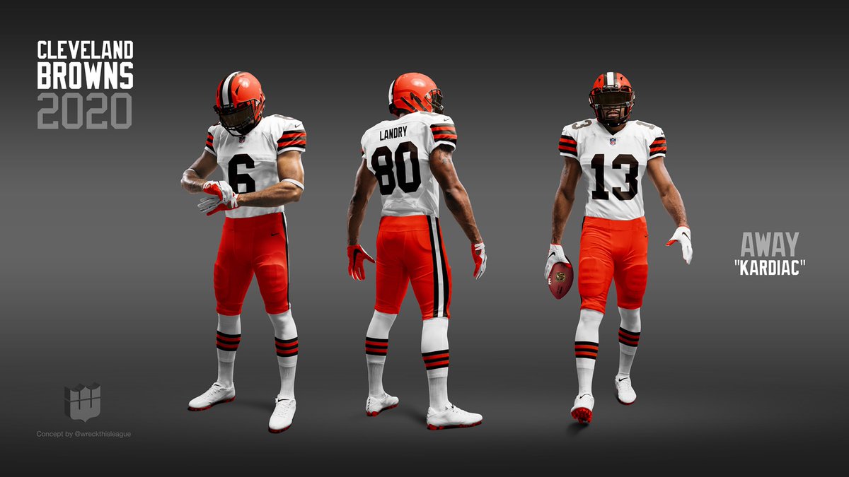 Wanted to see these without a name on the front & w/ stripe update.Based on what we’ve seen from the  #Browns teaser, here’s my current best guess at what we’ll see next week. (**Just a guess, it was hard to see detail on pants, socks etc...)Would you be excited about this?