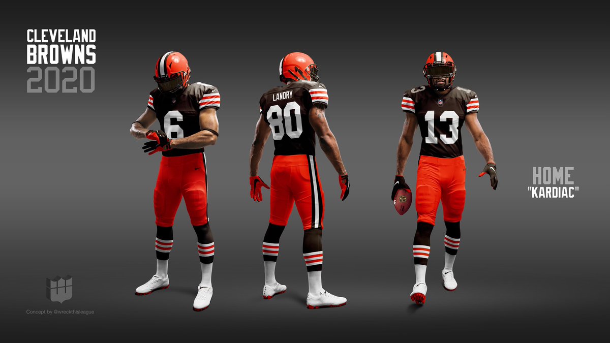 Wanted to see these without a name on the front & w/ stripe update.Based on what we’ve seen from the  #Browns teaser, here’s my current best guess at what we’ll see next week. (**Just a guess, it was hard to see detail on pants, socks etc...)Would you be excited about this?