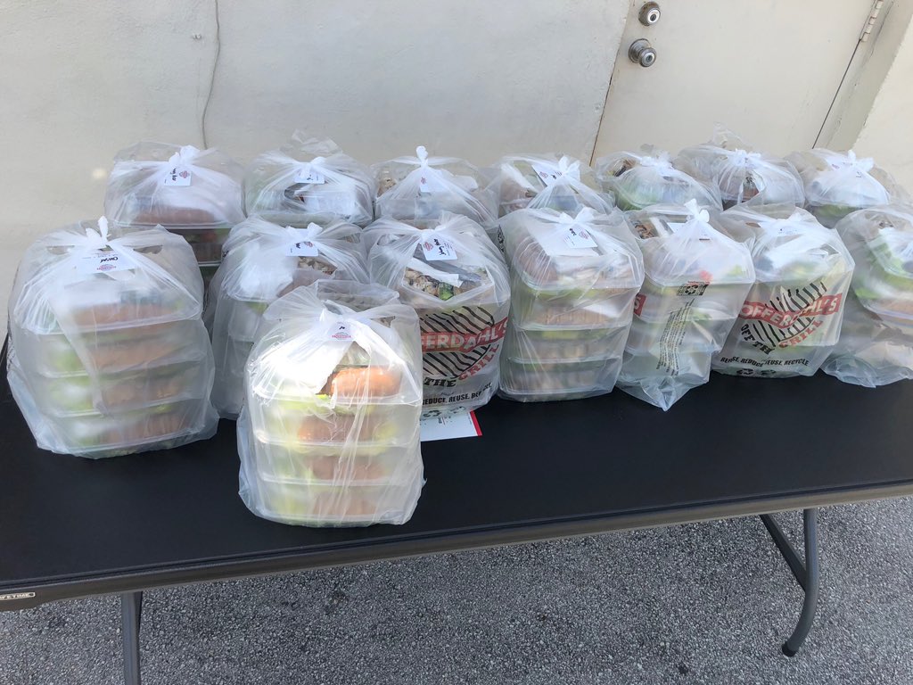 jasonljenkins's tweet photo. .@MiamiDolphins #FootballUnites and alumni @GridironGriller, @Bokampers, @brusroom and #Shulas joined to provide meals for the community, starting with 7th Day Adventist Church in @CityofMiaGarden #community https://t.co/LexzPvBqrD
