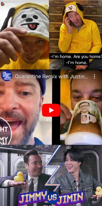  #JIMIN ARTICLE [100420] - 1Jimmy Fallon wore Chimmy sweater during his quarantine remix with Justin Timberlake1  http://naver.me/Fn8SsPW1  Jimin's reactin to Chimmy2  http://naver.me/GDv3U6bk  Our first two articles today.Keep streaming & hyping for Jimin