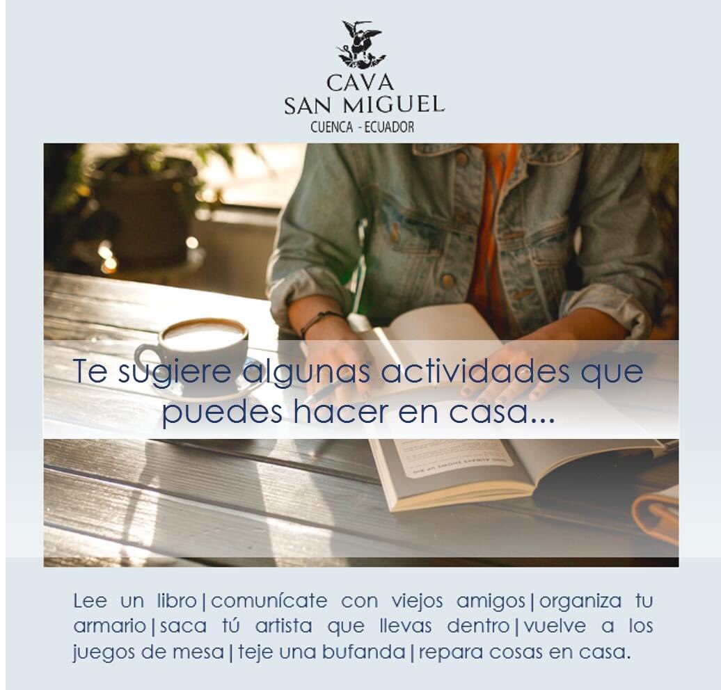 Que no se acaben las ideas mientras permanezcas en casa, recuerda que estar en nuestros hogares no es sinónimo de aburrimiento.
.
.
.
#quedateencasa 
#cavasanmiguel 
#yomequedoencasa #deestasalimostodosjuntos #coronavirusecuador