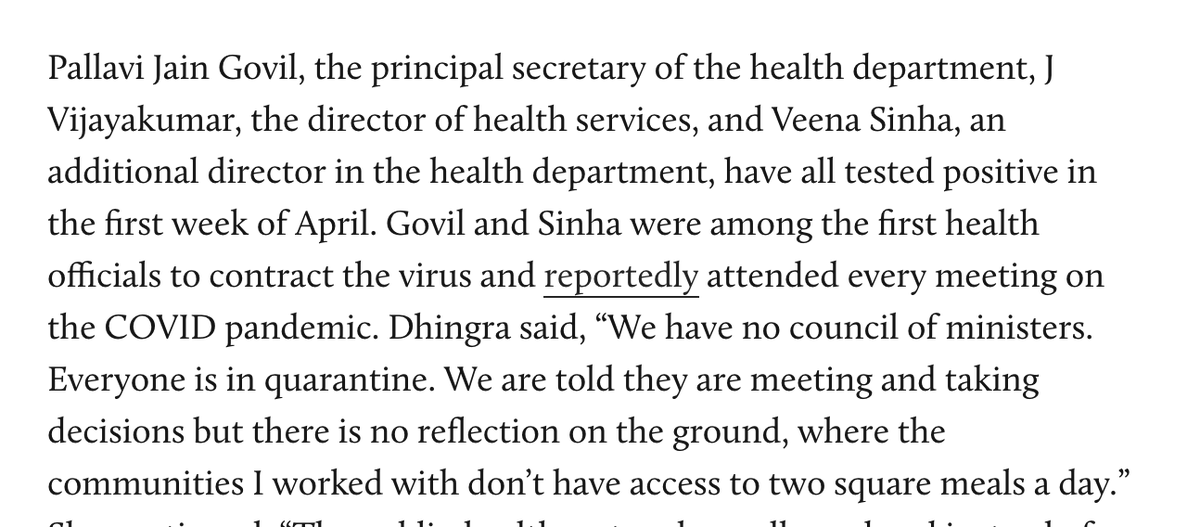 At least 12 IAS officers have tested positive. Majority of MP's infections are health dept officials, policemen, & their families.Bhopal's equivalent of Lutyen's area in Delhi-- Char Imli-- is now a containment zone.