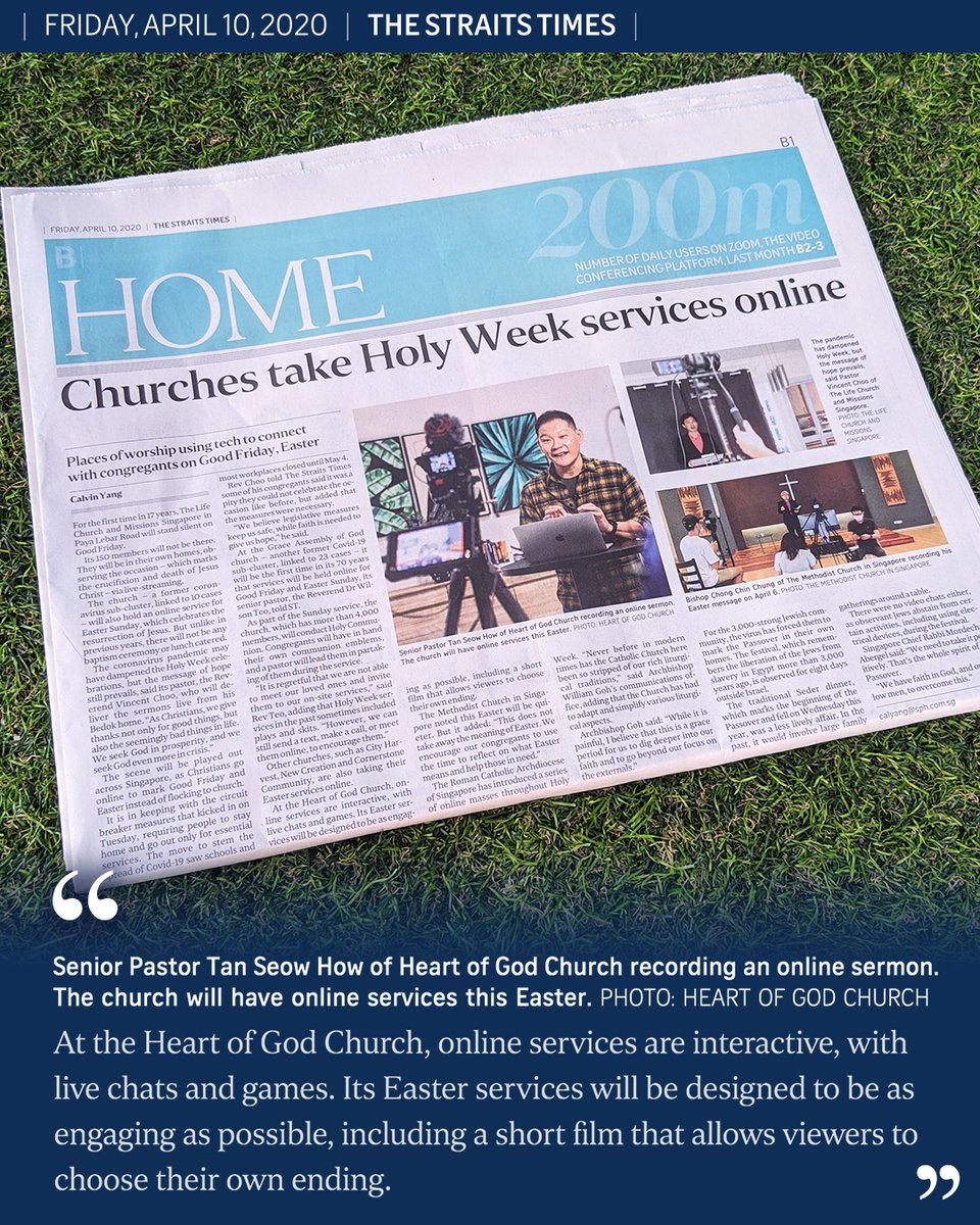 HOGC's tweet photo. #HOGCeaster on The Straits Times today “Churches take Holy Week services online for Good Friday, Easter“ https://t.co/t5Xi9986fp @STcom https://t.co/PwbihIzbVB
