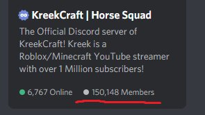 Kreekcraft On Twitter We Hit 150 000 Members On Our Discord - roblox discord servers 2020