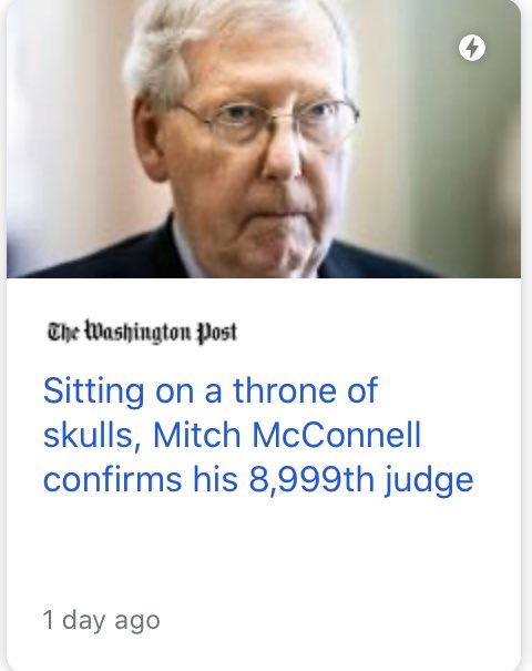 I’ll try and not be a dick. This right here is why November is rather important. The consequences are dire, like big fucking time. He’ll make all the old judges retire to fill them in with 30-40 year old hard right wackos. 7-2 SCOTUS majority here we come.