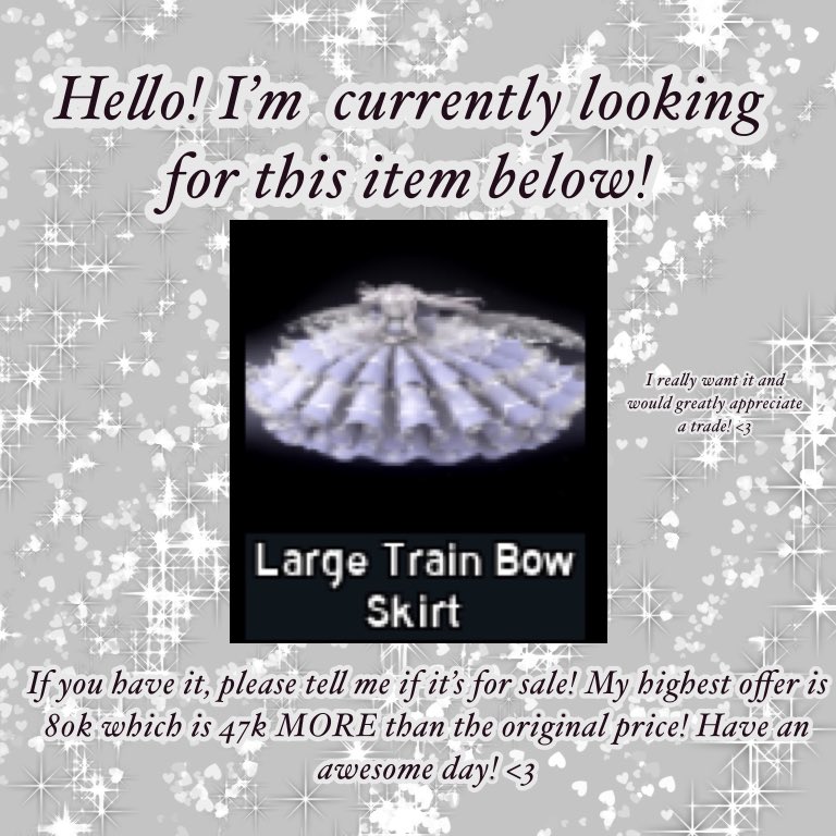 Rainbow Chloe On Twitter Hello Please Stop And Read The Photo Below If You Own The Large Train Bow Skirt And You D Like To Trade It If Not Ignore This Tweet Or - roblox royale high large train bow skirt