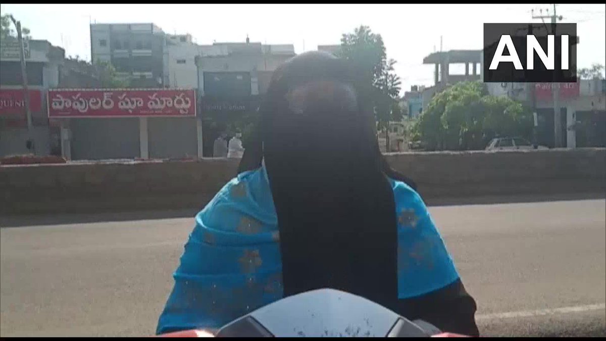 Telangana: Razia Begum from Bodhan, Nizamabad rode around 1,400 km on a 2-wheeler to Nellore in Andhra Pradesh, to bring back her son who was stranded there. She says, 'I explained my situation to Bodhan ACP & he gave me a letter of permission to travel'. (9.4.20) #CoronaLockdown