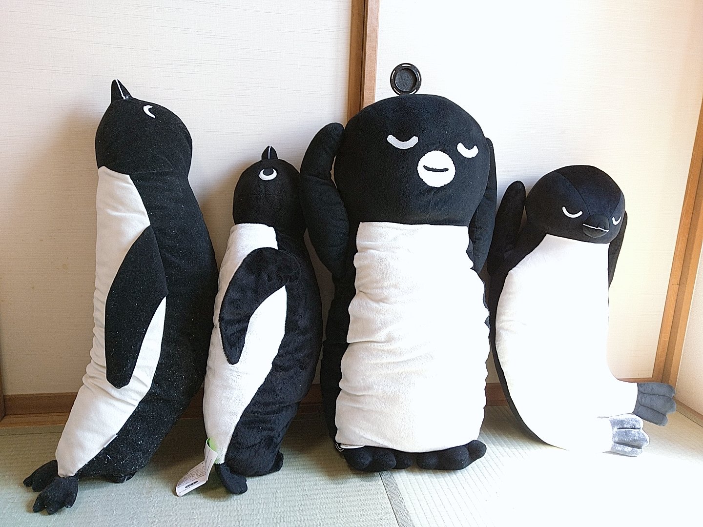 田舎のペンギンくん Suica周年おめでとう 巨大なsuicaのペンギンぬいぐるみ 抱き枕まとめ 入手が難しいものもありますが 軽い参考程度にしてみてね 左から Llぬいぐるみ 初代xlぬいぐるみ 現行xlぬいぐるみ 駅長xlぬいぐるみ スリーエフ