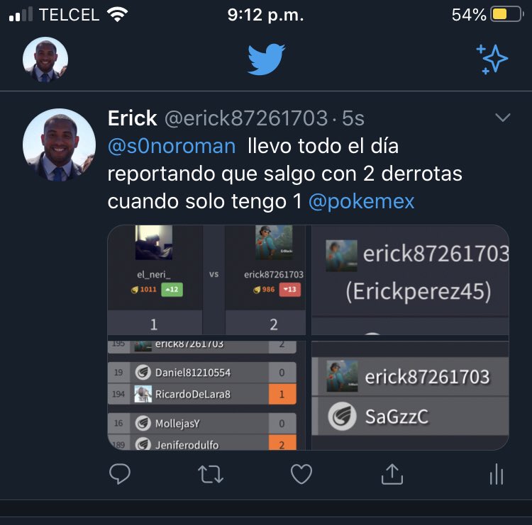erick87261703's tweet photo. @s0noroman @JulioAndrsSnch2 @UV_Coton @PatlanEd @Angelino511 @Ishidaa12 @Indigo_10235 @mateeducesfm @SquallSlayer @roulstor @Vid_Gallardo @carlosdiazru @MiArdillosaTien @tovarkun @JulianA23578493 @yairpatrick No eh tenido respuesta llevo 2 victorias y 1 derrota y me aparece con más derrotas https://t.co/kanOJ9AGv0