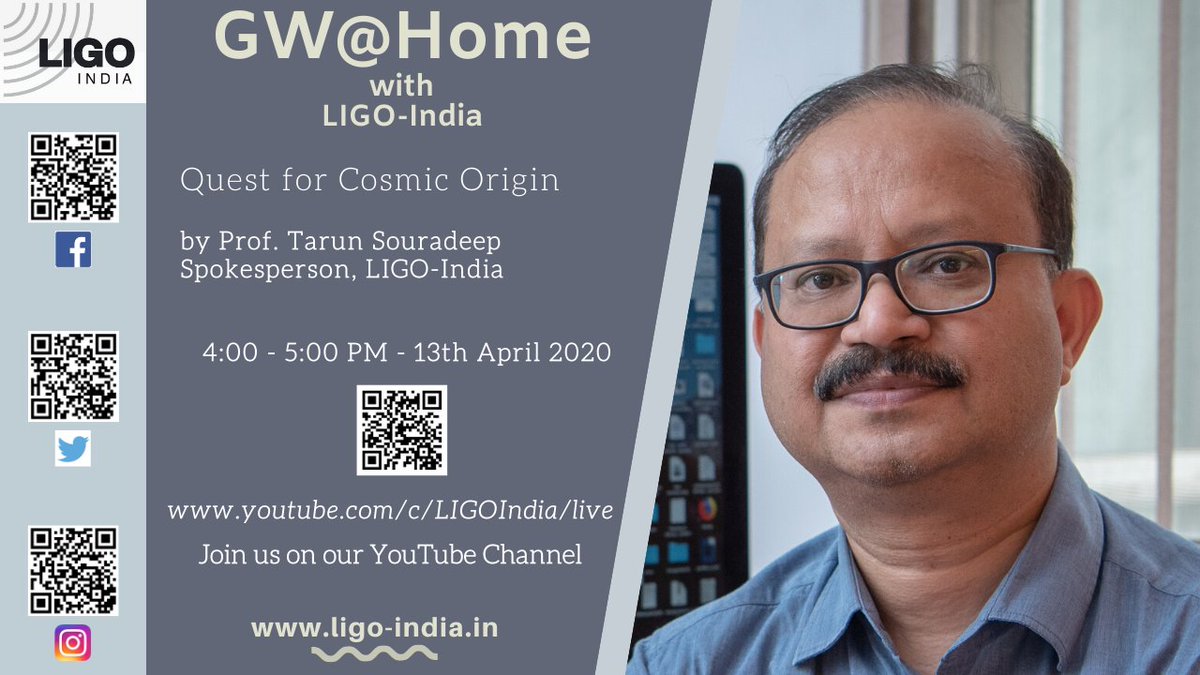 LIGOIndia's tweet photo. Join our next *LIVE* GW@Home with @LIGOIndia online talk with Prof. @TarunSouradeep to hear about the 🎙️Quest for #CosmicOrigin🎙️

👉https://t.co/NgsiaufGJL
➡️13th Apr '20
➡️4:00 - 5:00 PM

More info👉https://t.co/xHI5cL9w81

#LearnWithLIGOIndia https://t.co/fA7R1nU3Ja