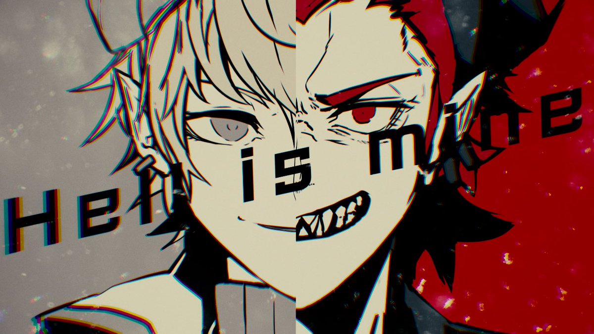 1boy male focus red eyes pointy ears teeth smile solo  illustration images