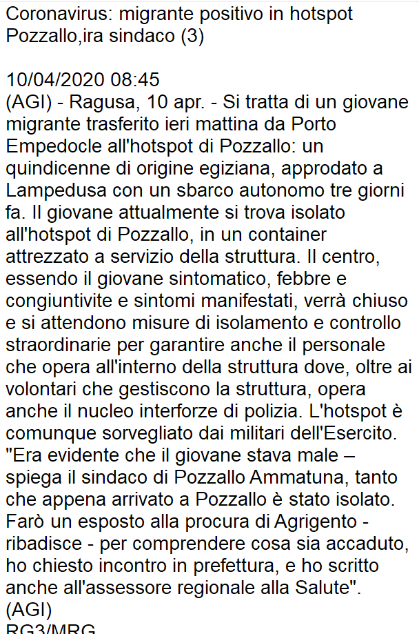 scandura's tweet image. ⛔️ Occhio alle fakenews. Il migrante trovato positivo al coronavirus, dentro l&apos;hotspot di Pozzallo, non ha nulla a che vedere con le ONG. E&apos; arrivato autonomamente a Lampedusa con un barcone per poi transitare da Porto Empedocle.

Episodio comunque grave perchè... (segue 🔢)