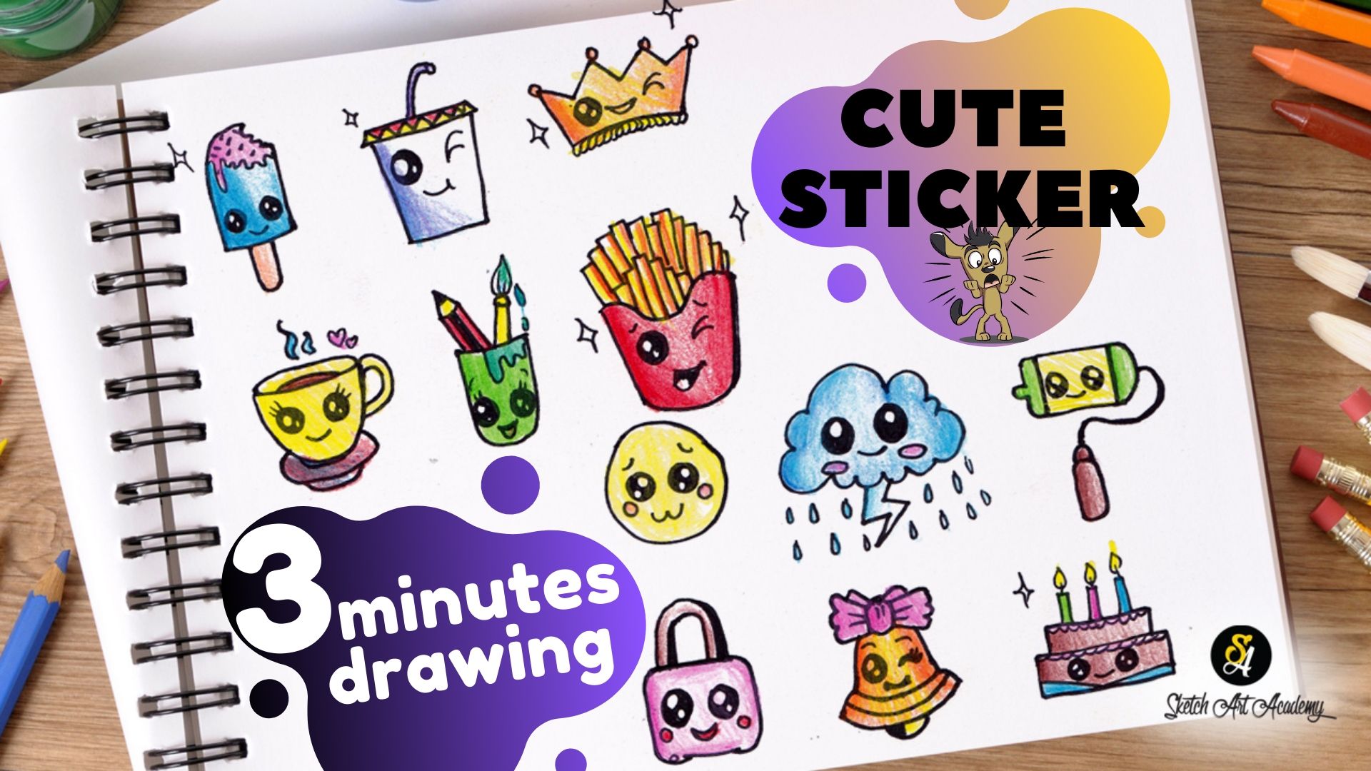Cute Stickers Write and Draw Journal: Draw and write book for grade level  K-2 - Dotted Midline with Picture Space - Early School Exercise Book - 110  ... Kindergarten to 2nd Grade