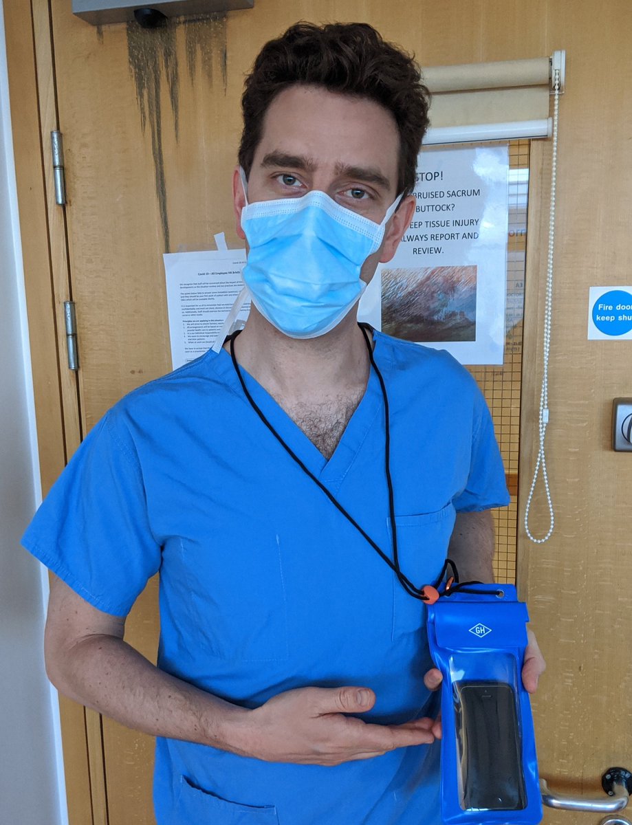 MattThom1964's tweet photo. Thankyou Mark Dowie @RNLI for donating waterproof pouches enabling consultants to talk with colleagues outside rooms, protecting staff and patients. #savinglivesatsea and on the wards.@Poole_Hospital @RBCH_NHS @PooleLifeboats @DocMattThomas @NHS https://t.co/HDlUhJ0YCe