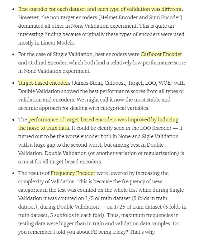 semanticbeeng's tweet image. "target-based encoders with Double Validation: #Catboost Encoder, James-Stein Encoder, and Target Encoder" robust but "target leakage, model overfits the training data => unreliable validation and lower test scores"
#MLworkflow #modelValidation
#MachineLearningEngineering