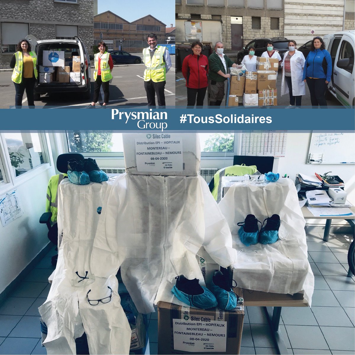PrysmianFrance's tweet photo. Nous continuons de soutenir le personnel hospitalier !

Pour la deuxième fois, l’usine #Silec, appartenant à #PrysmianGroup, a fait don de plus de 2000 équipements de protection individuelle au Centre Hospitalier de Montereau-Fault-Yonne. 

Un GRAND merci aux équipes mobilisées! https://t.co/jPOJkKtrJL