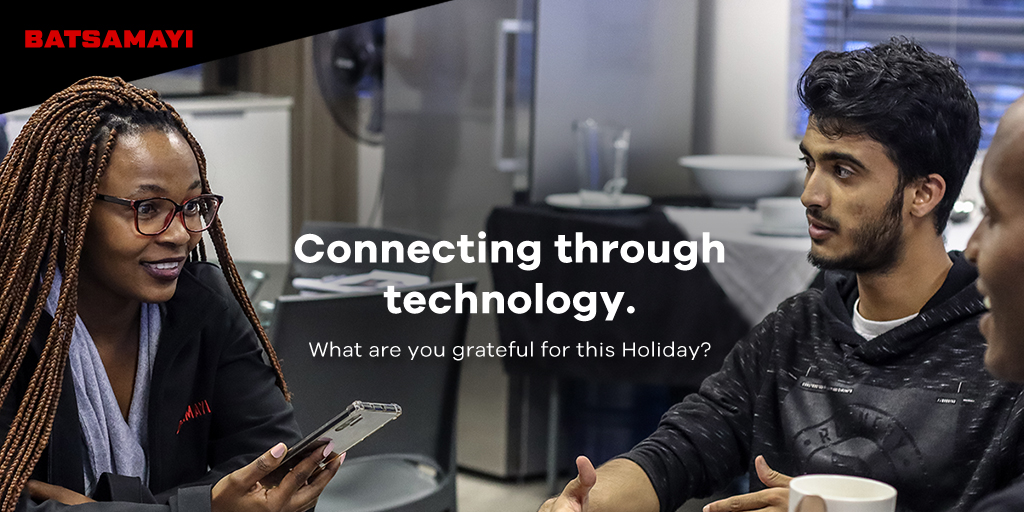 batsamayi's tweet photo. During this uncertain time, optimism is important. At BATSAMAYI, we are grateful to be able to stay connected to our Team members, families & friends. Despite distance, technology connects us all.
What are you grateful for this Holiday?
#BATSAMAYI #ourTEAM #connected https://t.co/WTNNtD85CI