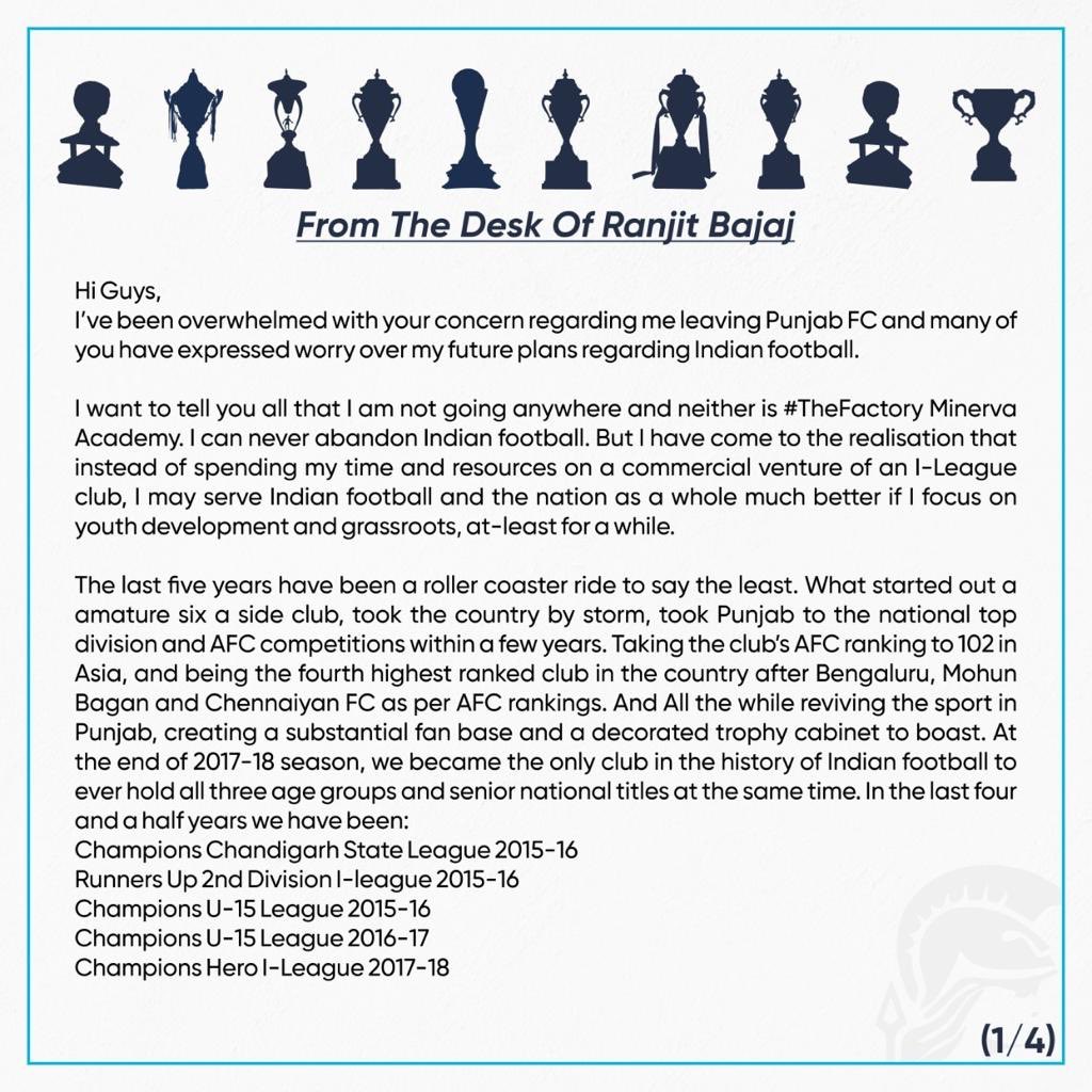 THE_RanjitBajaj's tweet photo. A letter from my heart to all fans of Indian Football &amp; others who are concerned or confused about my decision to move on from Punjab FC. Hope you guys will support me in this move, Love RB🥰🙏🏽🇮🇳@ILeagueOfficial #MinervaAcademyFC @IndianFootball #IndianFootball  @minervapunjabfc https://t.co/VzL2ua4y6X