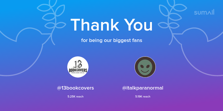 BrianRaif's tweet photo. Our biggest fans this week: 13bookcovers, italkparanormal. Thank you! via https://t.co/dHOUupzJpx https://t.co/ePc3gOriQP