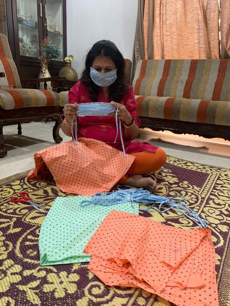 In these trying times in response to call of #Masks4All given by our leader <a href="/narendramodi/">Narendra Modi</a> Ji, my wife Kavya in better usage of her time is making masks at home for people in need. Every family should come fwd to do its bit.
<a href="/AnupamPKher/">Anupam Kher</a> <a href="/akshaykumar/">Akshay Kumar</a> <a href="/DrKumarVishwas/">Dr Kumar Vishvas</a> <a href="/gauravcsawant/">GAURAV C SAWANT</a>