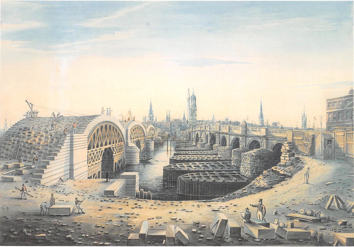 St Thomas was rebuilt on this site east of Borough High Street many times, the  #thameslink  #archaeology word found evidence for a number of these. Until 1824 with the beginning of work on Rennie’s New London Bridge ,4