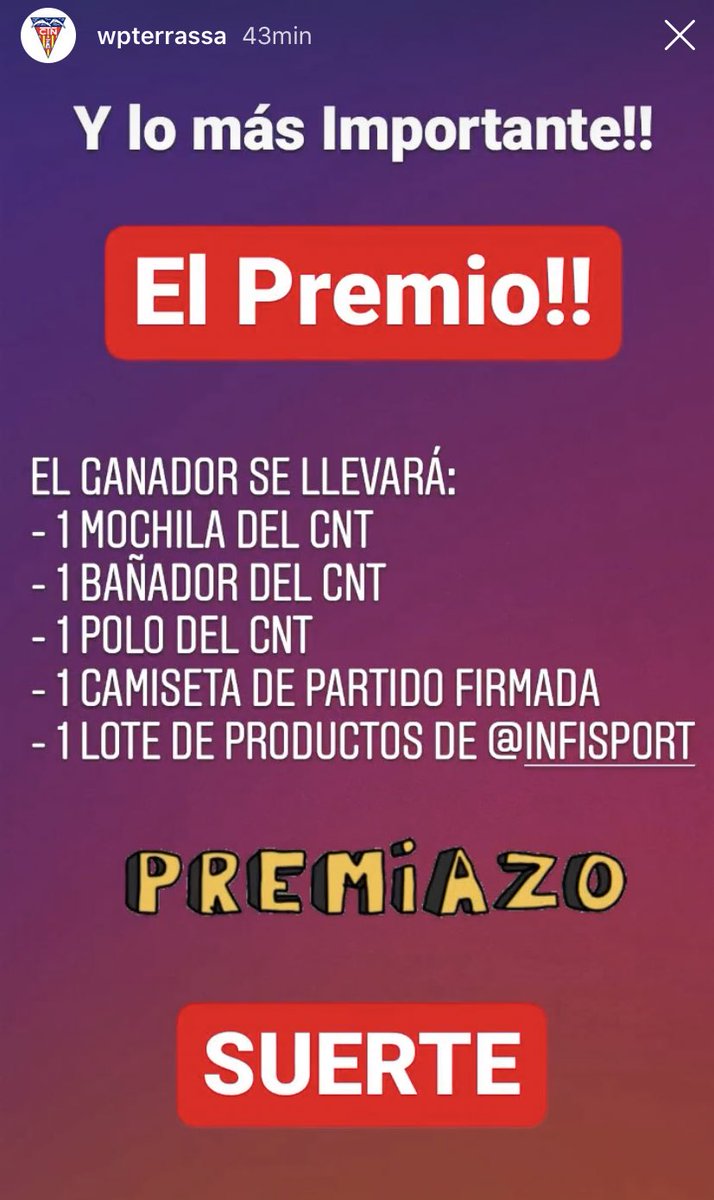 ‼️ Vols participar al concurs que tenim en funcionament al compte d’instagram de wpterrassa‼️

📌Al següent enllaç trobaràs tota la informació!!!! No t’ho perdis

instagram.com/wpterrassa?igs…