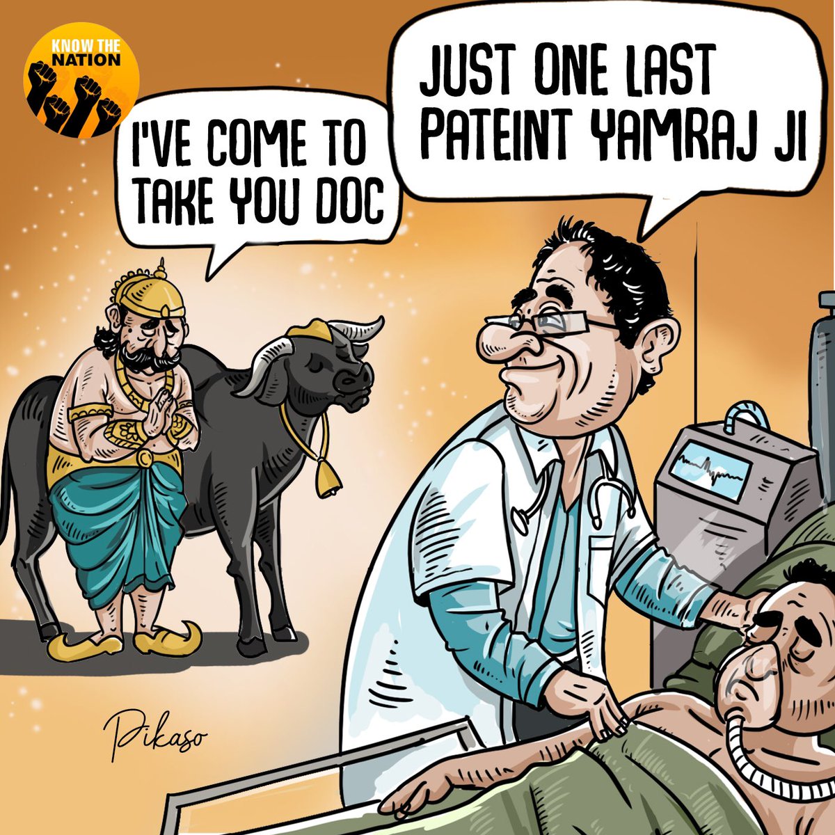 knowthenation's tweet image. Our salutes to the frontline heroes of the Coronavirus war!

#IndiaFightsCorona #KTNToon