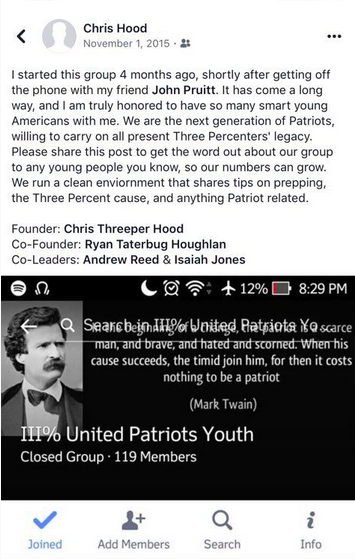 2/ Chris Hood started out as a III% militia member in high school.This thread will trace his evolution in the past five years, from a teenage Threeper to starting his own crew, a spinoff of The Base known as the National Socialist Club.