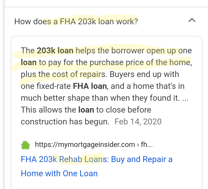 And look at the original 2014 mortgage doc which also (per the transcript) was "just refinanced" (March 2016)You will see it was not only an fha mortgage but and fha rehab, aka as an the 203k
