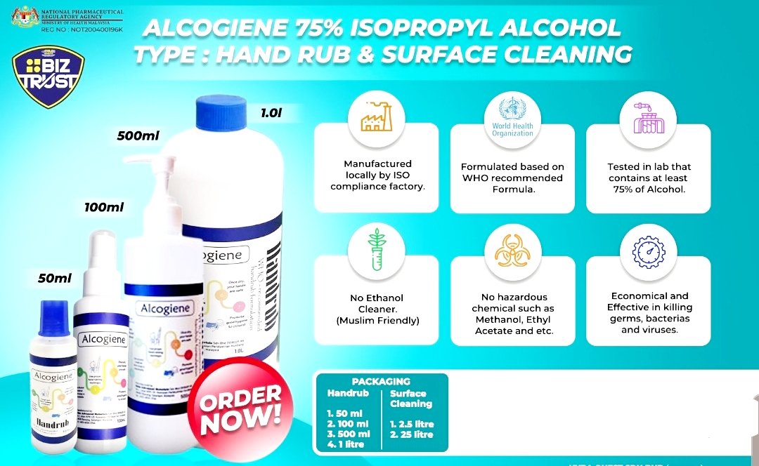 jefrizal1977's tweet photo. #alcogiene #malaysiacovid19 #wholesaler #COVIDー19 #handsanitizer #surfacesanitiser
#kkmapproved #handsanitiser #isopropyl #whorecommended #noweveryonecansanitise
Whatsapp for more info 0197279400 https://t.co/8LhJnDCLKI