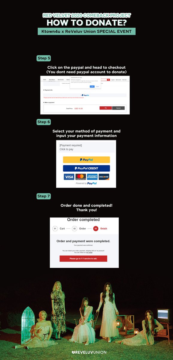 [RVU x KTOWN4U] Red Velvet 2020 Comeback ProjectHere is the tutorial on how to donate via ktown4u website! https://img1.daumcdn.net/thumb/R1280x0/?scode=mtistory2&fname=https%3A%2F%2Fk.kakaocdn.net%2Fdn%2FdcYqJ0%2FbtqDjdCdA2i%2F4fsmHlGWZVDPQXHjZEEKyk%2Fimg.jpg https://img1.daumcdn.net/thumb/R1280x0/?scode=mtistory2&fname=https%3A%2F%2Fk.kakaocdn.net%2Fdn%2FCrhgq%2FbtqDlOnuuDb%2FvZA43NDKG0T73xlUAYR1V0%2Fimg.jpgDonate:  https://www.ktown4u.com/eventsub?eve_no=1132842&biz_no=220 #RedVelvet  @RVsmtown