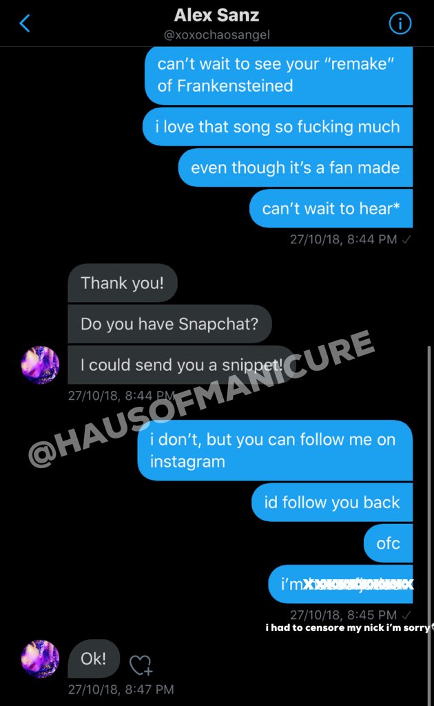 Then he maybe felt like he was doing something bad and he apologized for the constant LIES he was giving us.He posted about his remake of that fa made version of “Frankensteined” and i wanted to know who he was so i told him to follow me on instagram and he did