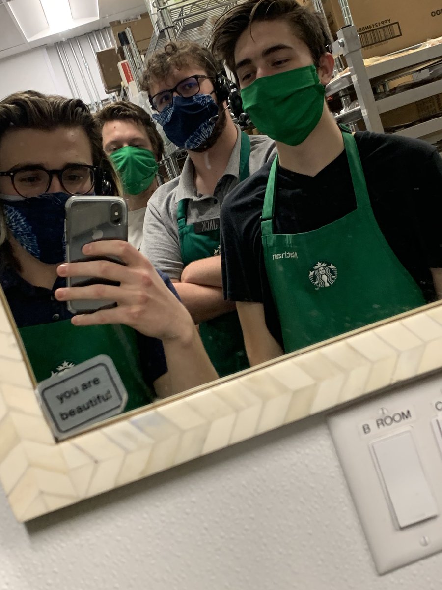 LorgeJake's tweet photo. Stay sauced with my night crew gang keeping our store a float #starbucks #COVIDー19 #RSJ108 https://t.co/GtCdLcMisD