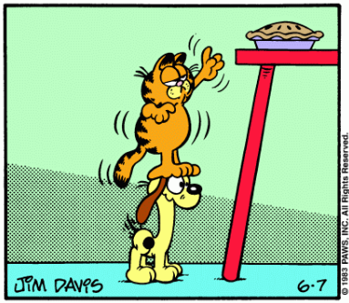 Tuesday, June 7, 1983. Just twenty days later, this is what Garfield looks like standing.