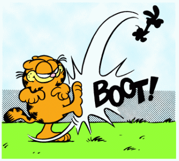 on Saturday, June 11, 1983 we see Garfield "BOOT" Odie with his new feet for the first time. Is it true that he did this more easily than the paw-powered "PUNT" from the previous year?
