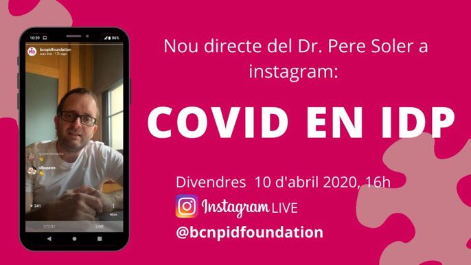 bufalabombolla's tweet photo. Avui a les 16h el Dr. Pere Soler farà un directe a través de l’instagram de la Bcn PiD Foundation per resoldre tots els teus dubtes sobre COVID EN IDP 
👉 https://t.co/ZQB0MAsTB7
T'hi esperem! #Covid_19 #COVID19 #IDP #PID @bcnpidfound https://t.co/6Er0MZ8Htz