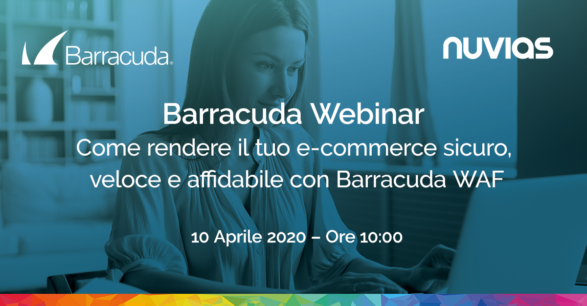 nuviasitalia's tweet photo. Clicca sul link, registrati al webinar e scopri come mettere al sicuro il tuo business online in modo rapido e affidabile con @barracuda WAF.
➡️https://t.co/UHhJ1FcLFA⬅️
#BusinessContinuity #CyberSecurity #truevalueadd https://t.co/pS9pAxRq4I