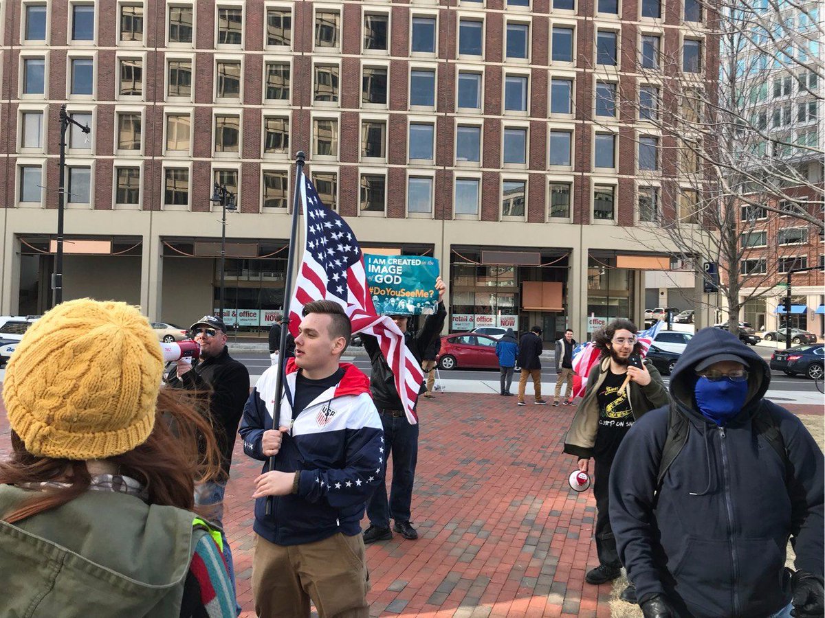 8/ By January 2018, he was a regular at Resist Marxism events.From left-to-right:-Mark Sahady, Straight Pride Parade organizer-Chris Hood, former Patriot Front, The Base, and NSC-Michael Costa, Proud Boy and "Groyper Dragon"-John Medlar, Boston Free Speech