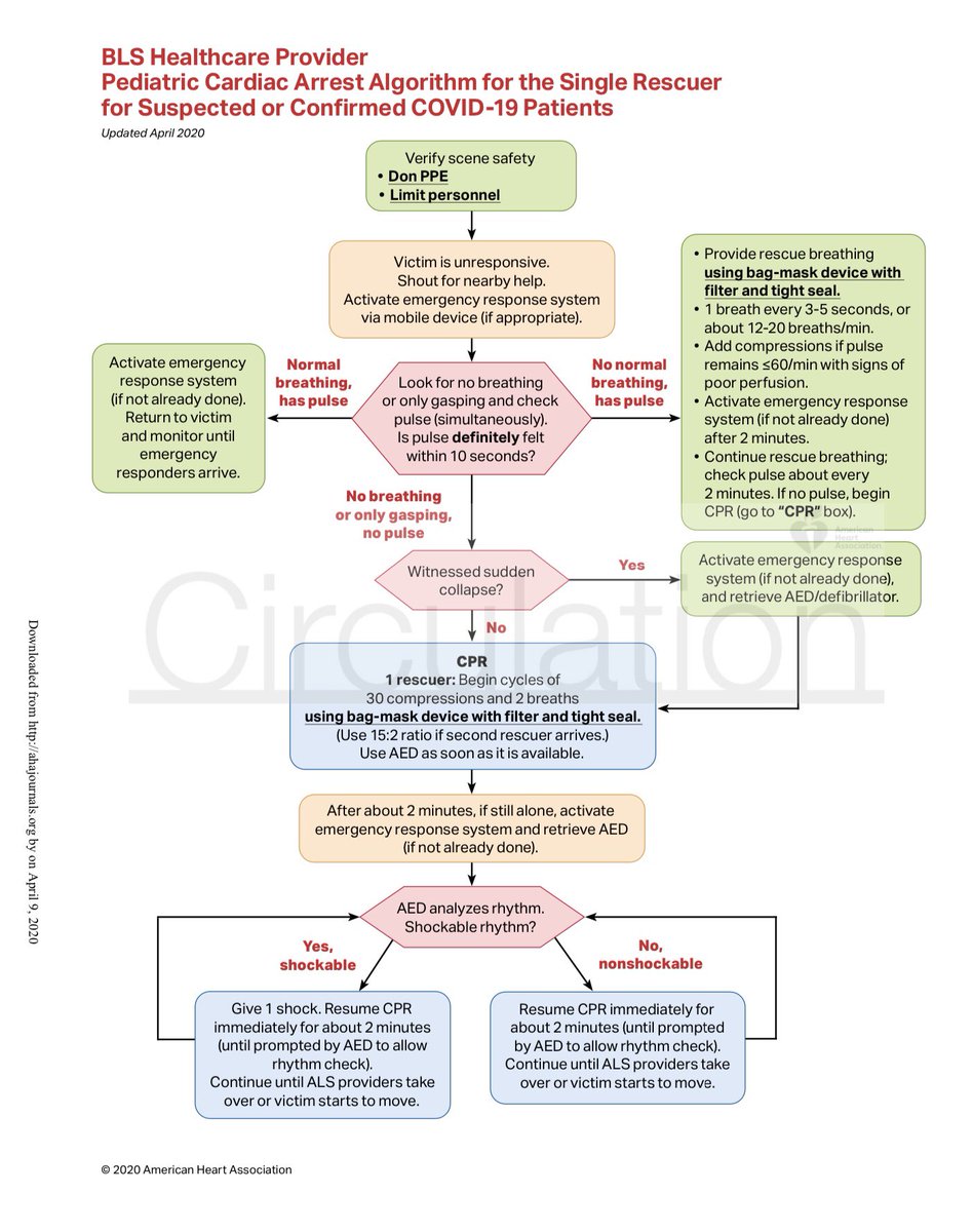 RCPSEMES's tweet photo. Nuevas recomendaciones provisionales de la AHA @American_Heart para el soporte vital básico y avanzado, en adultos y Pediatria en el contexto pandemico #COVID19 #BLS  #ACLS #RCP 

https://t.co/UoTXqHiAsi https://t.co/vFpEJk584r