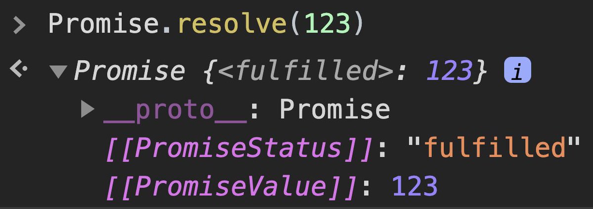 When entering `Promise.resolve(123)` in the DevTools Console using the latest Chromium build, you see `Promise {<fulfilled>: 123}` instead of `Promise {<resolved>: 123}`. Hurray!