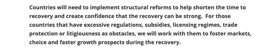 First, the $2bn that IFC will disburse via its Real Sector Crisis Response Facility includes loans to private healthcare companies Second, WB president Malpass clarified that Bank support will be conditional on structural adjustment policies, as per his quote below:11/17