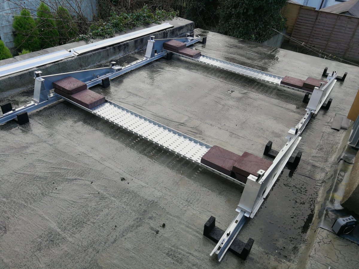 Giving old storage heating blocks a new life in the world of solar PV. Instead of going to landfill we use them as ballasts on our flat roof mounting systems where they will sit for a further 25 years and beyond.