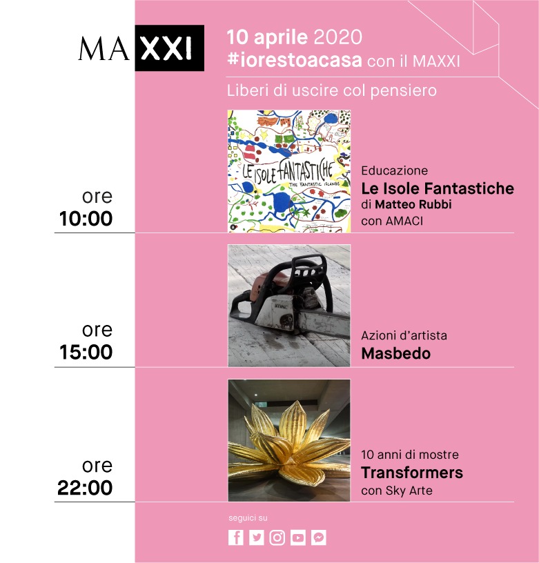 GioMelandri's tweet photo. Se fossi un'isola, quale sarebbe la tua forma? Quali animali o piante ci sarebbero? Con @AMACI_musei diamo spazio all'immaginazione di bambini e famiglie. Proseguiamo con la performance inedita di @MASBEDO, e per finire ritroviamo con @SkyArte la mostra "Transformers"! https://t.co/JmbUHYgOzP