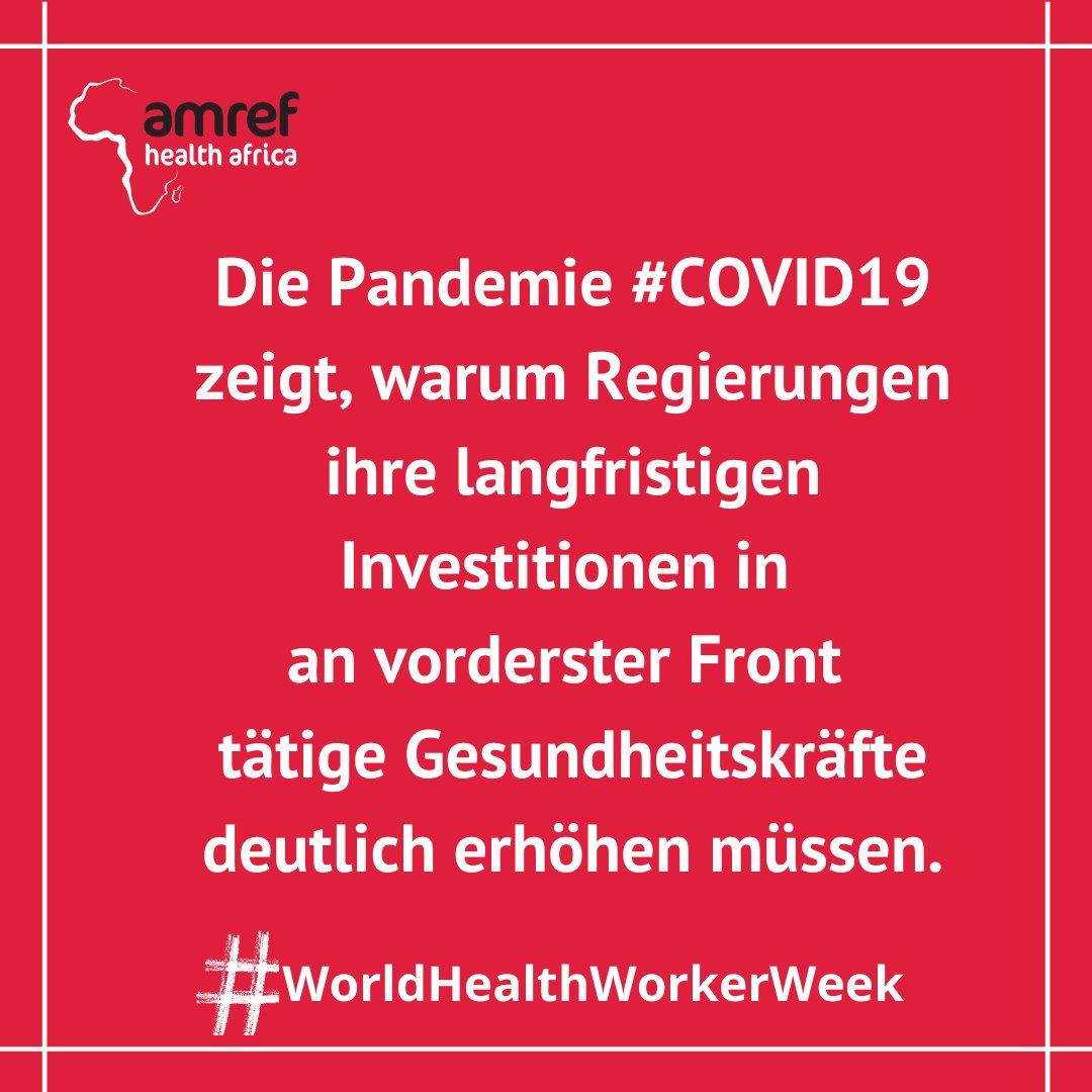 Das Gesundheitspersonal weltweit muss JETZT ausgebildet, geschult, rekrutiert, unterstützt und geschützt werden, um globale Gesundheitsbedrohungen zu verhindern, zu erkennen und auf sie zu reagieren. 

#WHWWeek #InvestInHealthWorkers #Flattenthecurve #Covid19Africa #Amref