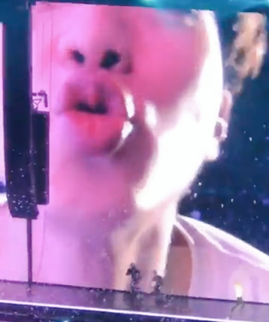 his lips getting VERY plump kissing the camera