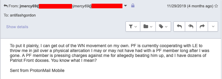 16/ From there, Chris Hood ran crying to me, like fascists always do, begging to snitch on his white brothers in Patriot Front.I offered to set him up with an exit counselor to *actually* leave white nationalism, but all he wanted to do was snitch.